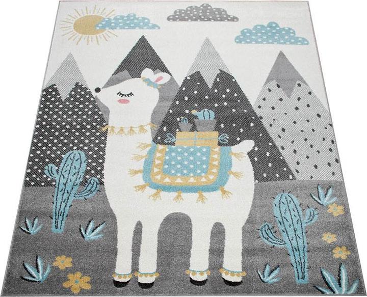 Produktbild Paco Home Kinder-Teppich Kinderzimmer Lama Berge Mehrfarbig - 200x280 (200 x 280 cm)