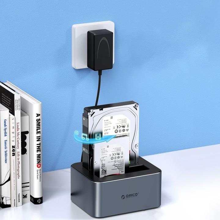 Produktbild Orico HDD / SSD Docking Station 6626C3-C-V1 2-Drive for SATA 2.5inch / 3.5inch, Grey