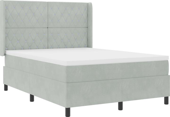 Produktbild VidaXL Boxspringbett Mit Matratze & Led Samt Hellgrau (140 x 190 cm)