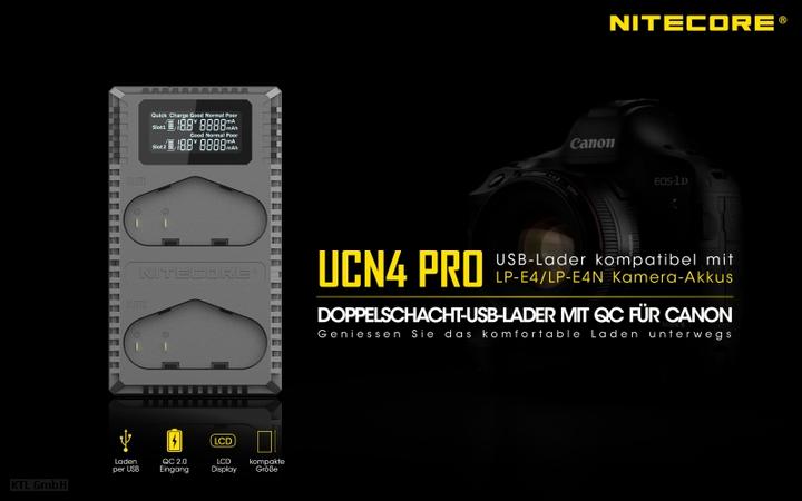 Actual product image Nitecore UCN4 PRO - für Canon Cameras (Camera battery charger)