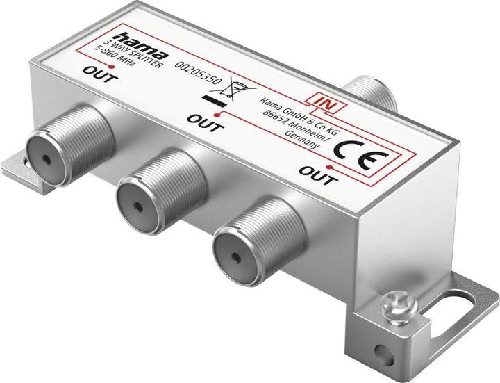 Produktbild Hama Breitband-Kabelverteiler, 3-fach, voll geschirmt (4 dB, Antennenkabel)
