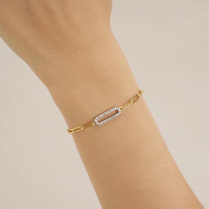 Charles Garnier Zweifarbiges Silberarmband, Zirkoniumoxid (21 cm, 925er Silber)
