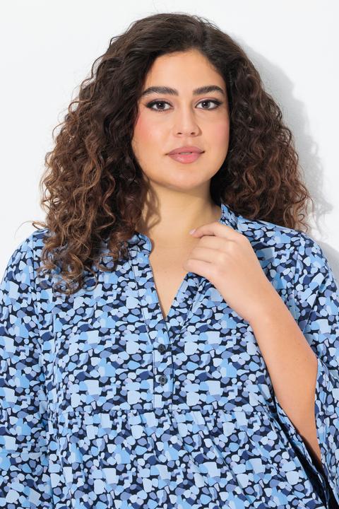 Actual product image Ulla Popken Printed Flounce Panel 3/4 Sleeve Dress (46, 48)