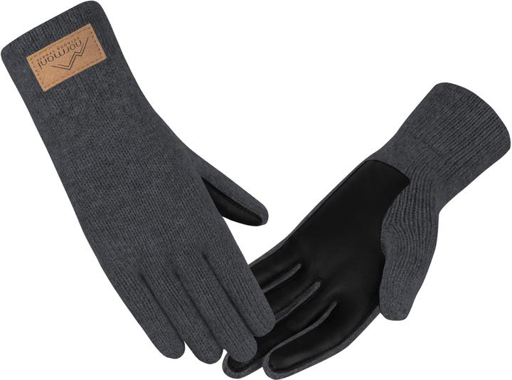 Actual product image Normani Damen Merino Strick-Fingerhandschuhe mit Schafleder „Nakara" - 9643 (6.5)