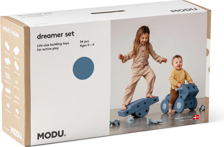 Modu Dreamer Kit - Zachte blokken- 33 onderdelen - Open Ended speelgoed- Speelgoed 1 -2-3 jaar - Deep Blu