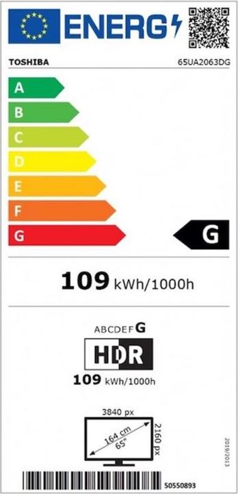 Label énergétique Toshiba 65UA2063DG (65", UA206, LED, 4K)