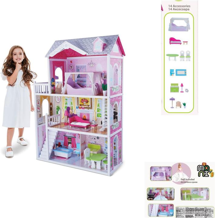 Actual product image Moni Wooden doll's house 4107 Aria 14 pieces