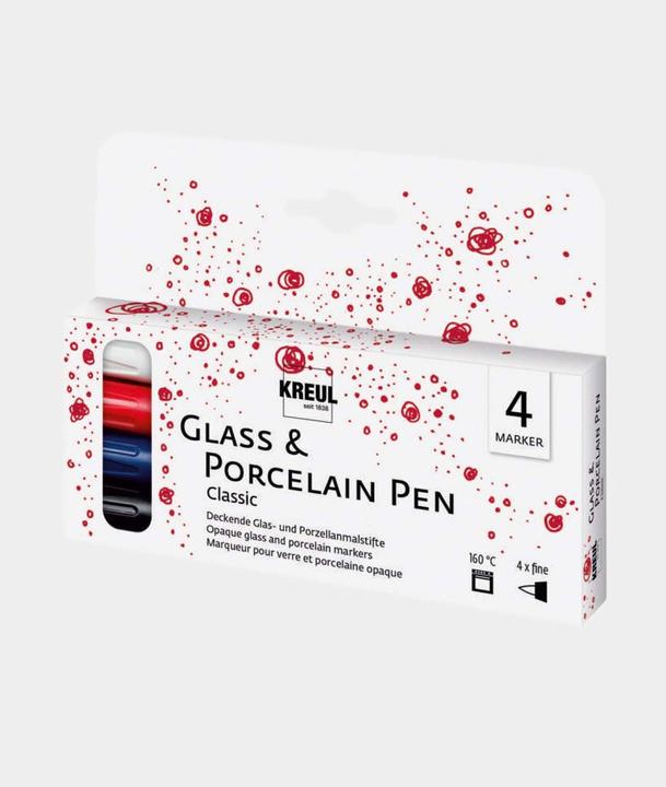 Produktbild Kreul Glas- und Porzellanstifte (Weiss, Royalblau, Kirschrot, Schwarz)