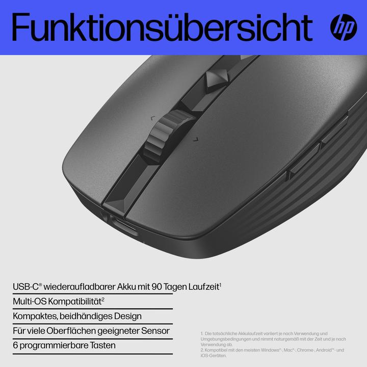 Actual product image HP 715 RECHBL Mult-Dvc Bluetooth Mouse (Wireless, Cable)