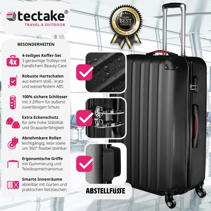 Actual product image tectake Suitcase Set Suitcases Trolley Set Trolleys Hardcase trolley (90 l, L (90 - 115l))