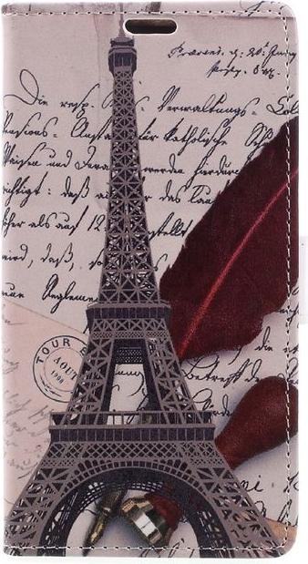 Actual product image MU Classic Case leather with Eiffel Tower and feather (DTEK60)