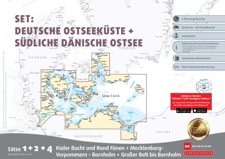 Produktbild Sportbootkarten Satz 1, 2 und 4 Set: Deutsche Ostseeküste und Südliche Dänische Ostsee (Ausgabe