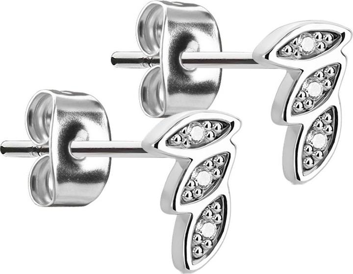 Immagine prodotto Star Piercing Orecchini a perno tre piume in argento con cristallo in argento (Acciaio chirurgico 316L, Ottone)
