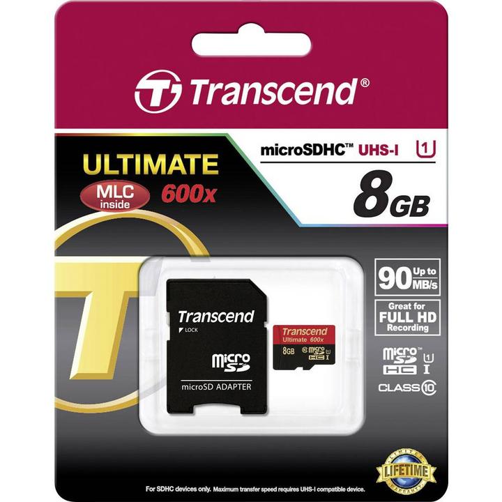 Produktbild Transcend ULTIMATE - microSDHC Card - U1 (8 GB, microSDHC, U1, UHS-I)