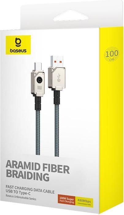 Immagine prodotto Baseus Cavo dati a ricarica rapida da USB a USB-C, 100W, 1m - Bianco (1 m, USB 2.0, 20 W)