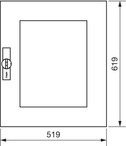 Actual product image Hager Door universal right transparent RAL9010 for cabinet IP44 H 650xW 550mm