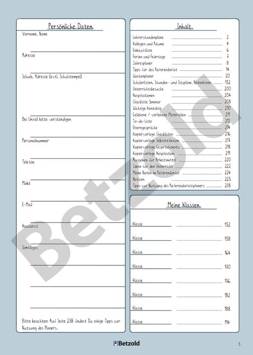 Produktbild Betzold Referendariats-Planer, DIN A4 plus (Harter Einband)