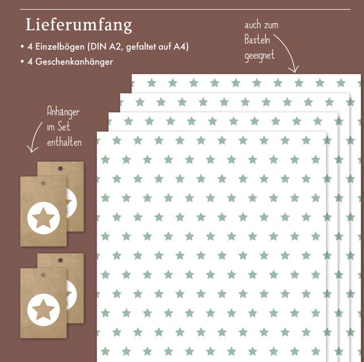 Produktbild Dabelino Geschenkpapier-Set für Sterne (mint-grü (Geschenkpapier, 4 x)