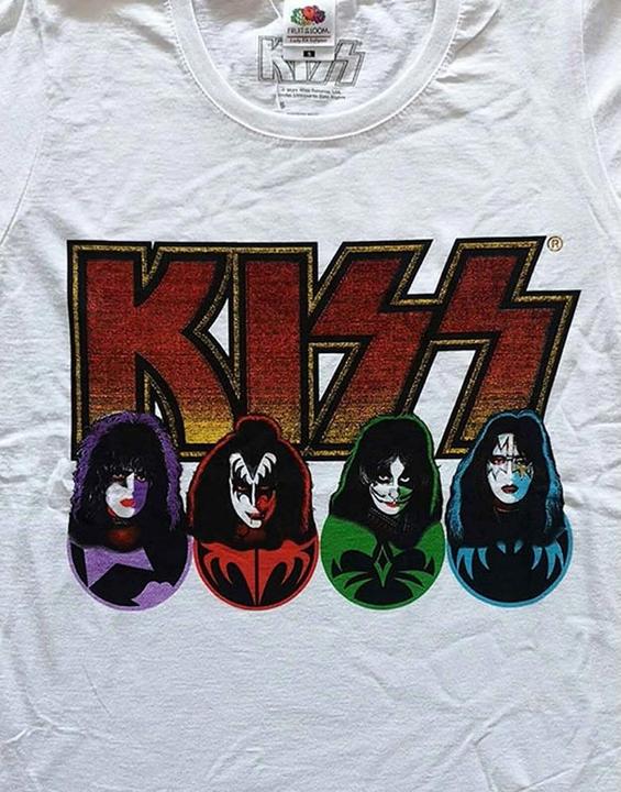 Immagine prodotto KISS Maglietta da donna/ragazzo in cotone con logo, facce e icone (S)