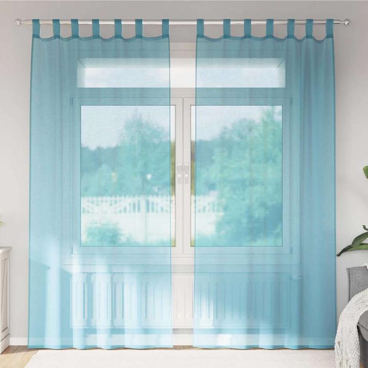 Produktbild VidaXL Voile Vorhänge mit Stangentaschen 2 Stk. Türkis (140 x 245 cm)