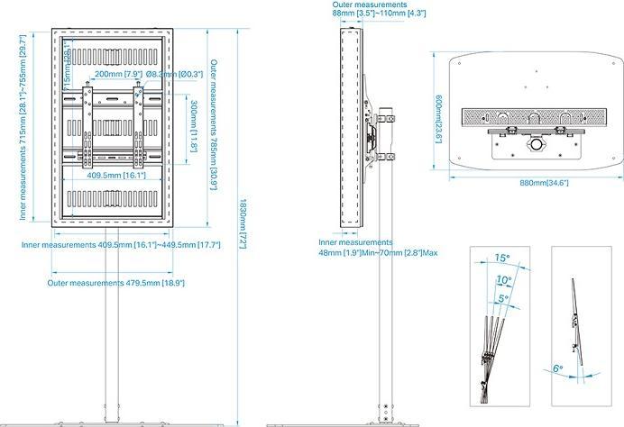 Produktbild Multibrackets Stele ohne Monitor, Portrait, schwarz, 32"/9894