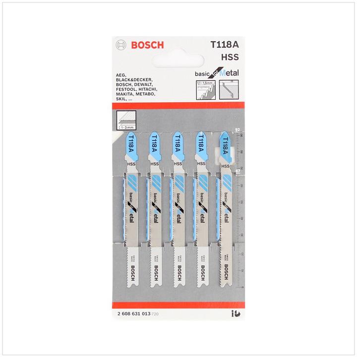 Productafbeelding Bosch Professional Zubehör Stichsägeblatt T 118 A Basic for Metal, 5er-Pack