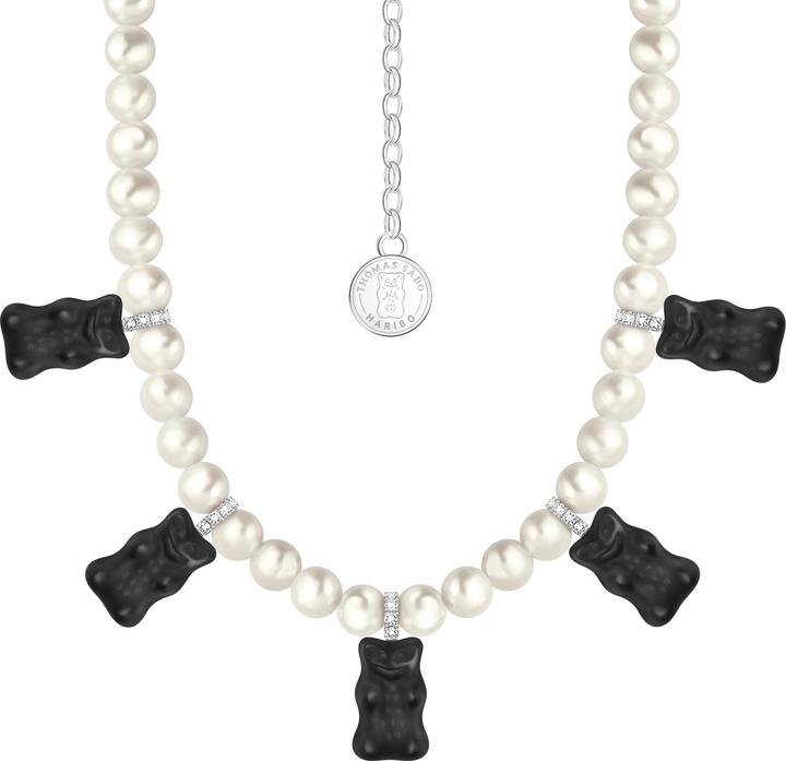 Immagine prodotto Thomas Sabo Collana di perle con orsetti in oro nero (Argento 925, 42 - 50 cm)