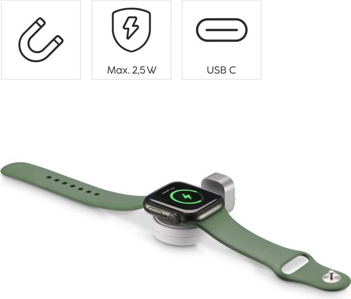 Actual product image Hama Apple Watch charger f. wireless charging, USB-C charging station magnetic, WS (5 W)
