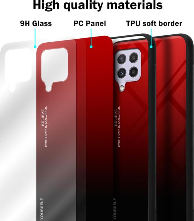 Productafbeelding Cadorabo TPU 2 Kleuren Glazen Hoesje (Samsung Galaxy M22, Samsung Galaxy A22, Samsung Galaxy A32)