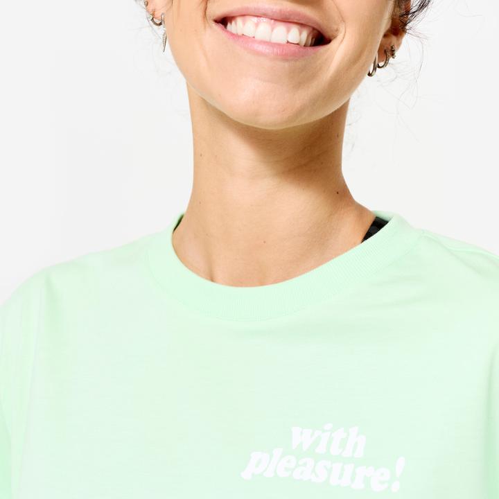 Image du produit Domyos T-shirt crop top femme, vert clair (L)