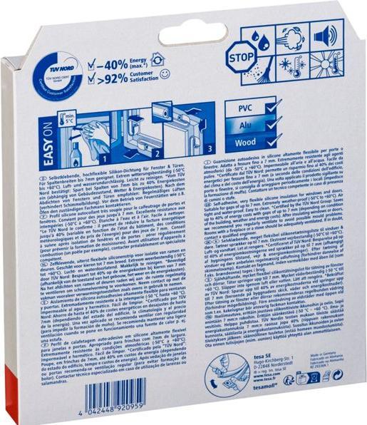 Produktbild tesa tesamoll PREMIUM FLEXIBLE Silikondichtung, selbstklebend, zum Isolieren von Fenstern und Türen (0.15 kg, Transparent)