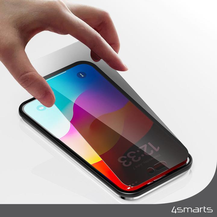 Productafbeelding 4smarts Tweede glas privacy met montageframe voor Apple iPhone 15 (1 Stuk, Apple iPhone 15)