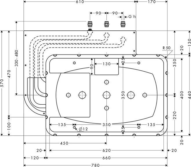Actual product image hansgrohe HG basic body RAINDANCE RAINMAKER for overhead shower 680/460 3jet