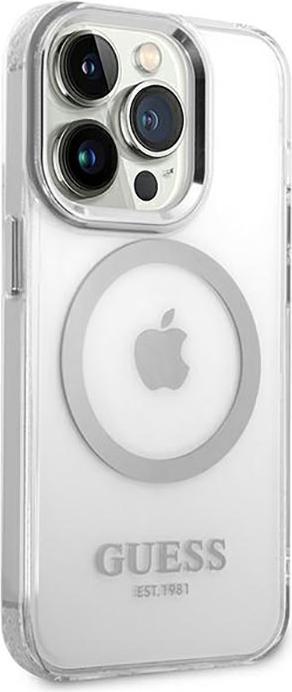 Immagine prodotto Guess GUHMP14LHTRMS Custodia rigida per iPhone 14 Pro 6.1" srebrny/argento Profilo in metallo Magsafe (Apple iPhone 14 Pro)