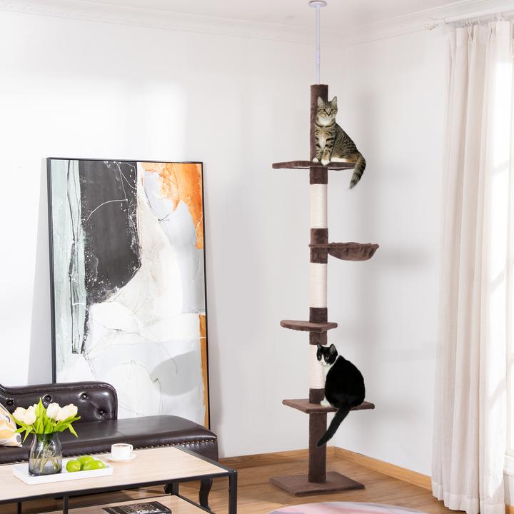 Produktbild PawHut Kratzbaum höhenverstellbar (260 cm, Braun)