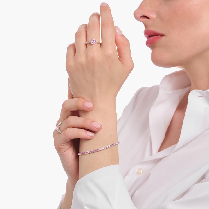 Image du produit Thomas Sabo Bague avec pierre rose taillée en brillant (54, Argent 925)