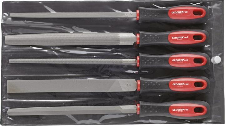 Gedore Red rosso R93000005 Set di lime a 3 bordi + 4 bordi + piatto + rotondo + mezzo 5 pezzi (Taglio 2, 310 mm)