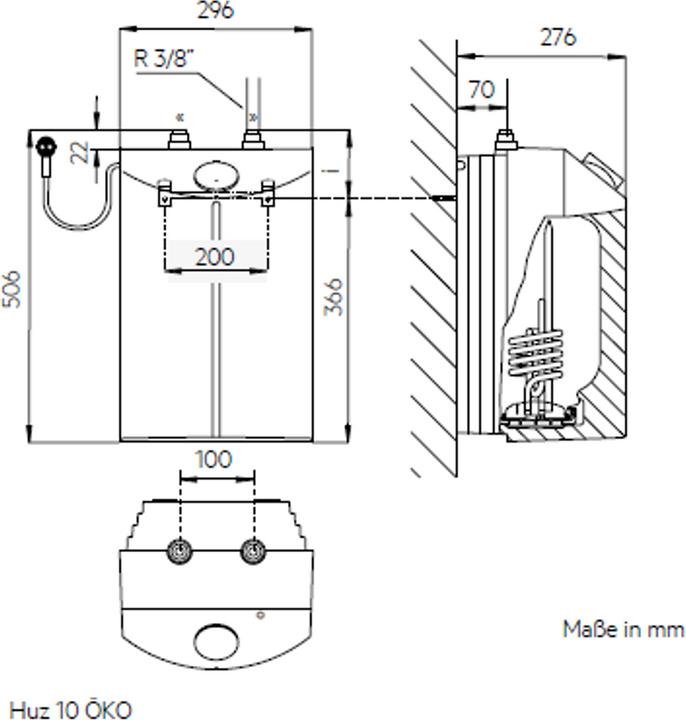 Actual product image AEG Haustechnik Huz 10 ÖKO Drop Stop unpressurised under-sink boiler 10 litre low pressure, ThermoStop, with plug