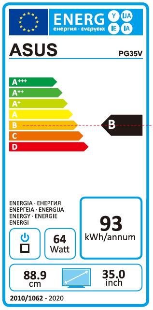 Energy Label ASUS ROG Swift PG35VQ (3440 x 1440 pixels, 35")