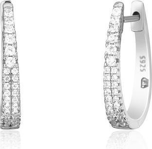 JVD Shiny silver hoop earrings with zircons SVLE1833XH2BI00