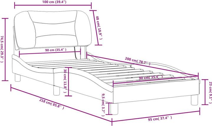 Produktbild VidaXL Bettgestell mit LED Stoff (100 x 200 cm)