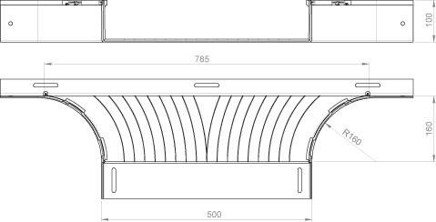 Actual product image Unex 66548 T-branch light grey RAL7035 100x500 U23X (10 cm)