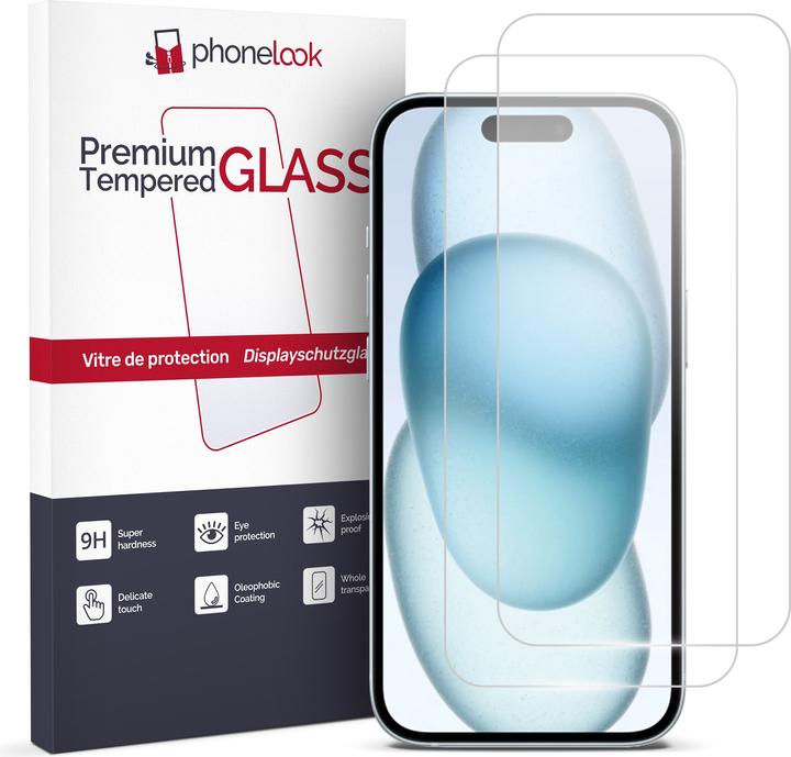 Actual product image PhoneLook 2er Set Panzer Glas Displayschutzfolie (2 Piece, Apple iPhone 15)