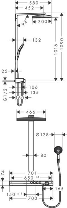 Produktbild hansgrohe HG Showerpipe RAINMAKER SELECT 460 3jet DN 15 weiss/chrom