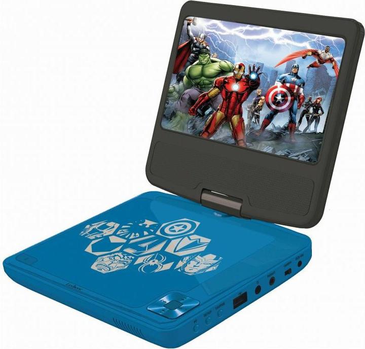 Lexibook Tragbarer DVD Player im Avenger Design, mit 7 Zoll Display, USB Anschluss und Kopfhörer (Tragbarer DVD-Player)