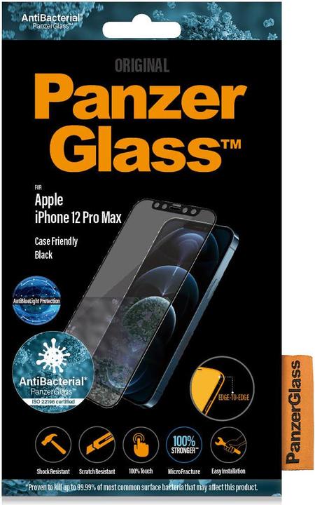 Productafbeelding PanzerGlass Koffervriendelijk Zwart AB ABL (1 Stuk, Apple iPhone 12 Pro Max)