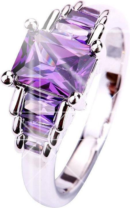 Hermex versilberter Ring mit Amethyst / Zirkonia - Gr. 58 / Size 8 (58, 800 Silber)