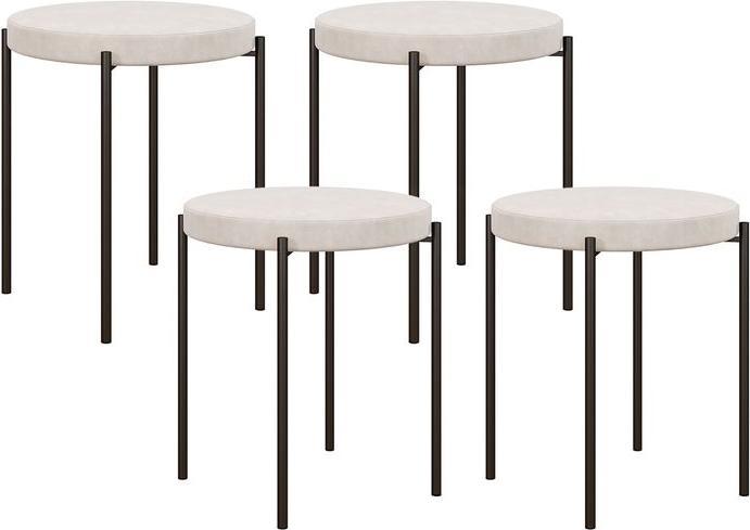 Immagine prodotto Swisshandel24 Set di 4 sgabelli da cucina, impilabili, effetto velluto, fino a 100 kg, struttura in metallo