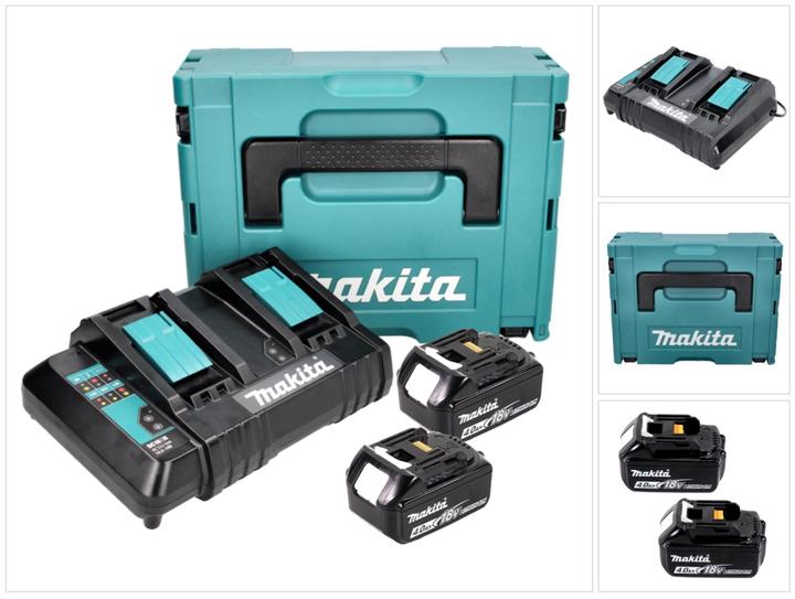 Makita Power Source Kit 18 V mit 2x BL 1840 B 4,0 Ah Akku ( 197265-4 ) + DC 18 SH Doppel Ladegerät (18 V)