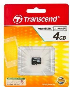 Actual product image Transcend Flash memory card 4GB Micro SDHC, C4 (4 GB, microSDHC)